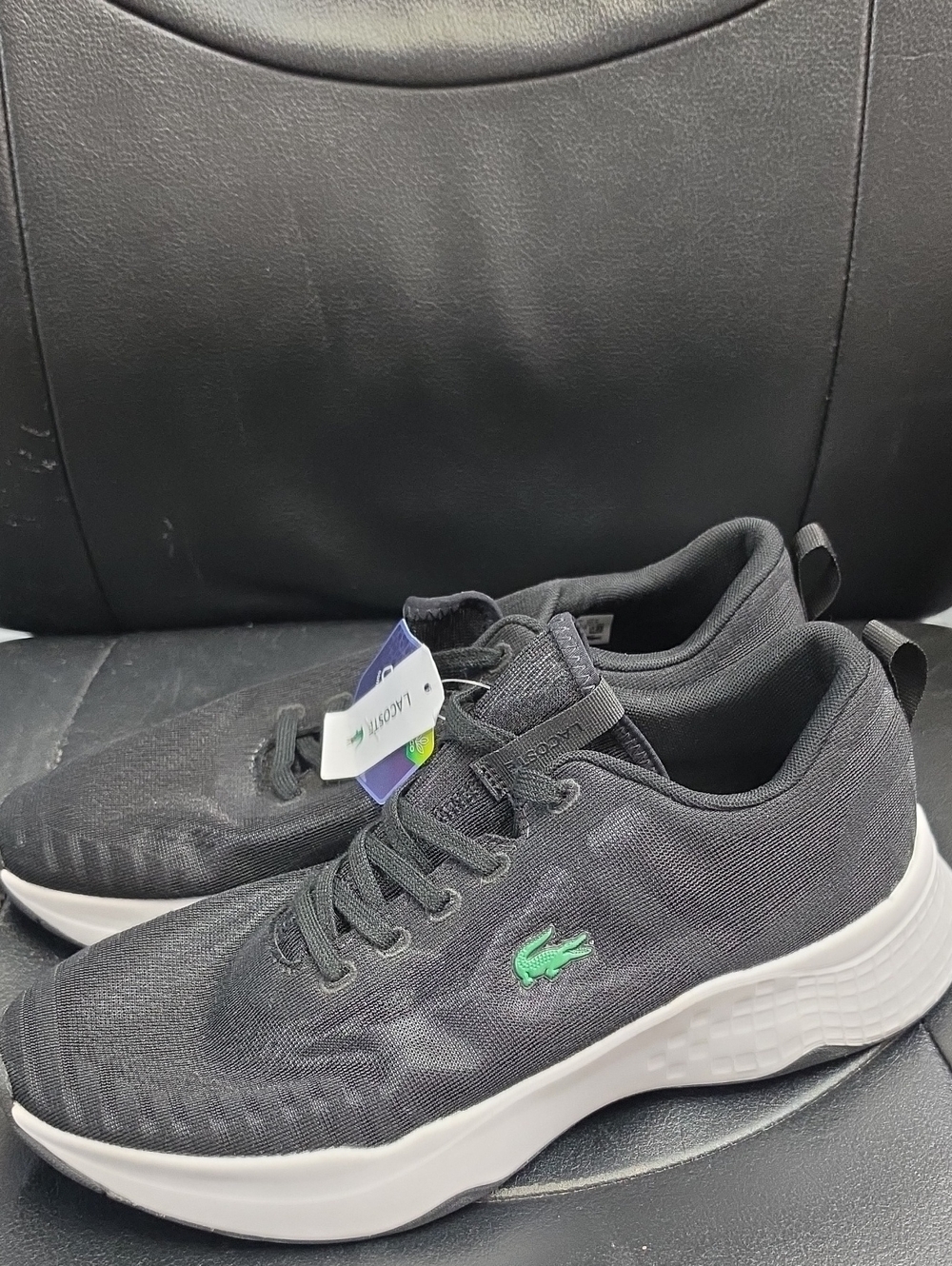 Lacoste Kids Black Sneakers with Green Croc